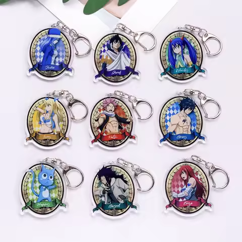 Anime Characters Fairy Tail Funny Cute Acrylic Keychain Accessories Bag Charm Creative Backpack Pend