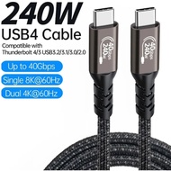 240W Charger Data Transfer USB 4 Cable for Thunderbolt 4 Full Feature Type C 40Gbps Dual 8K Video Cord For Thunderbolt 4 Cable