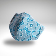 復古花卉蕾絲過濾口罩 海軍藍 真絲內裡 FR28