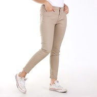 Benhill  Celana   "Jiwon" Panjang  Wanita  Pinggang Karet Bahan Katun Stretch Warna Cream 02239-986-