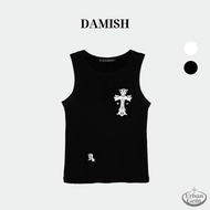 DAMISH Gothic Cross Tank Top (Black, Ivory)
