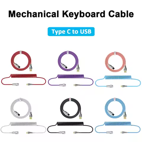 Coiled Cable Mechanical Keyboard Aviator Cable Type-C to USB Connector Keyboard Aviation Cable For G