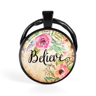 NEW 2024 Faith Believe Hope Bible Verse Quote Key Chain Glass Cabochon Jewelry Keychain Christian Pe