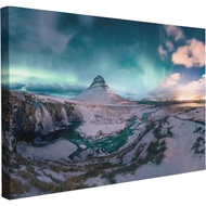 Northern Lights Wall Art Canvas Wall Art Print Iceland Mountain Wall Art Aurora Borealis Painting Au