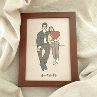 【客製】似顏繪/木質相框/麻布