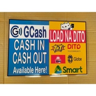 ♞,♘2in1 GCASH CASH IN+LOAD SIGNAGE (LAMINATED-PVC/PET