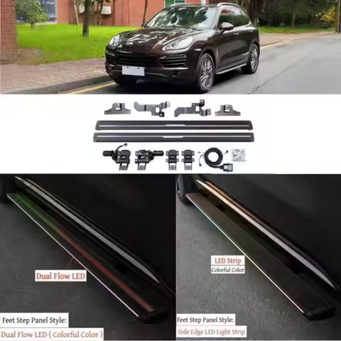 For Porsche Cayenne 958 2011-2017 Electric LED Running Board Automatic Side Step Retractable Foot Pe