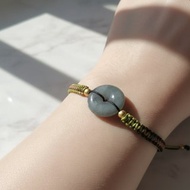 【願‧平安】飄烏雞翡翠平安扣編織手鍊 | 天然緬甸玉A貨翡翠