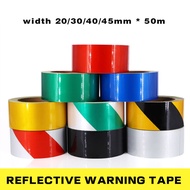 Reflective Tape Width 20/30/40/45mm * 50m Safety Warning Tape Reflective Tape Safety Sign Sticker Black Yellow Zebra Floor Sticker Tape Red Blue Green----