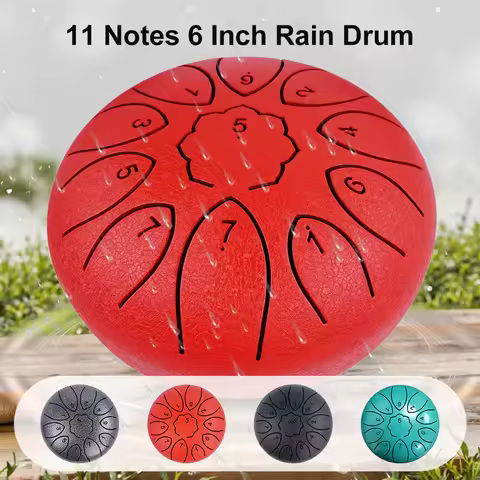 6" Steel Tongue Drum Gift Set 11-Note Rain Drum Sound Healing Instrument Yoga/Meditation/Anxiety Rel