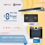 [Bundle deal Kitchen Combo] Hafele Slim Hood 90cm + 2-Burner Bevelled Edge Gas Hob (PUB or LPG) + Multifunction Microwave Oven  FREE DELIVERY + 2 Years Warranty