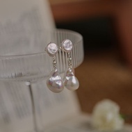 Dfdf High-End Texture Colorful Baroque Freshwater Pearl Earrings Female High-End Simple Temperament 