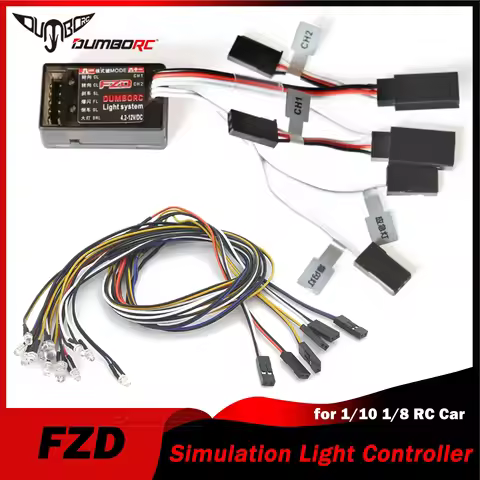DUMBORC FZD RC Car Simulation Light Controller with 12 LED System Kit for 1/10 1/8 Truck Drift TAMIY