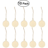 10pcs Wooden Round Bauble Hanging Christmas Tree Blank Decorations Gift Tag Shapes