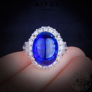 AIFEI JEWELRY Perempuan Perak Sapphire Korean Oval For Cincin Sterling Women Original Accessories 925 Silver 純銀戒指 Ring Adjustable R2587