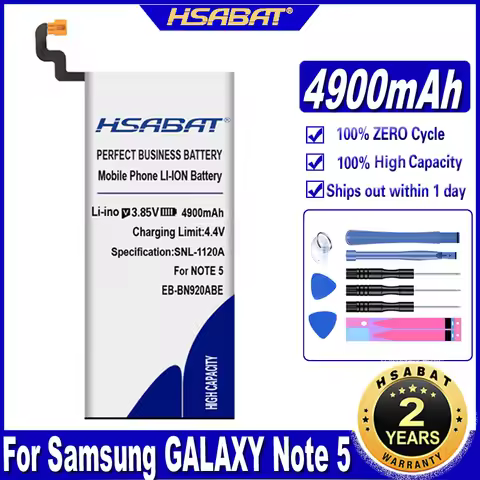 HSABAT EB-BN920ABE 4900mAh Battery for Samsung GALAXY Note 5 / N9200 N920t Project Noble N920c Note5