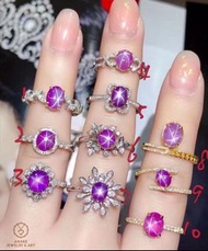 今日福利超抵！特價1手unheated Star Sapphire💗💜Ring！精緻cute簡約，🌟線明顯，無燒粉紫色💗💜星光藍寶石0.62-1.84ct，18K金鑽石，超抵價格6200-6990HK