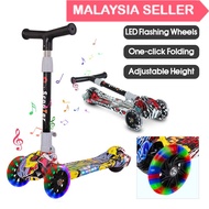 Kids Children Skuter Elektrik Electric scooter 1 click Folding Flash LED & Music Wheel Adjustable He