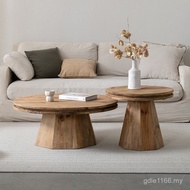 Ru Runjia Home Retro Round Solid Wood Combination Coffee Table Lonely Style Old Pine Large Small Rou