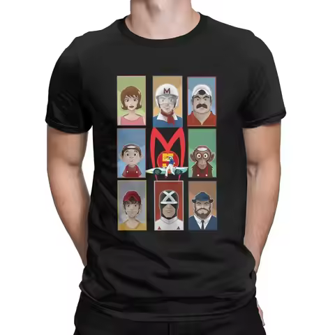 Short Sleeve Tops Summer Speed Racer Team Mach 5 Anime Mach Go Speedy Manga Men's clothing 100% Cott