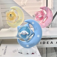 Kam Sanrio Desktop USB Fan 2-in-1 Switch Night Light Fan Cinnamoroll Adjustable Fan My Melody Decorative Fan Four Lights Bedroom Table Lamp