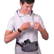 RFID 屏障個資防竊旅行隨身腰包(灰色)