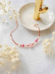 愛情的來訪  粉晶 月亮石 薔薇輝石 水晶手鏈 天然石 生日禮物