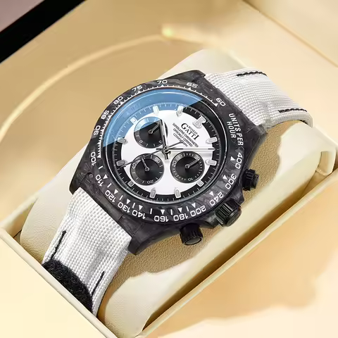 BONEST GATTI Men Automatic Mechanical Round Dial Carbon Fiber Case Waterproof Luminous Wristwatch Me