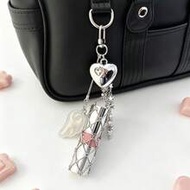 Y2K Style Lipstick Holder Charm Decor, Gyaru Style Heavy Metal Angel Wings Heart Shaped Lipstick Hol