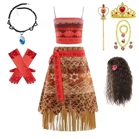 Ocean Adventure Collection Princess Moana cosplay Girls' Princess Dress Princess Moana Grass Dress