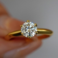 Real Moissanite 1ct 2ct 3ct 5ct 18k Gold Plated Six-prong Round Cut White D Color Ring In S925 Sterl