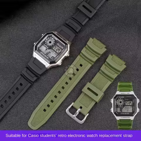 Silicone Rubber Watchband For Casio AE1200 AE-1200 AE-1200Wh 1300Wh 1000W W-216h SGW500 F-108Wh W-21