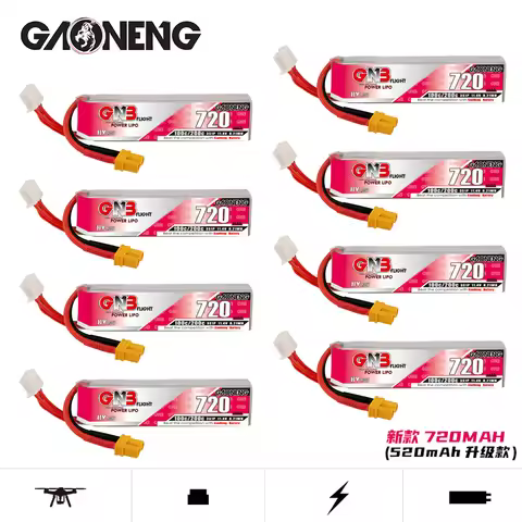 1-10Pcs GAONENG GNB 720mAh 3S 100C/200C 11.4V HV XT30U-F Plug Lipo Battery for RC Tinywhoop FPV Fram