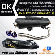 (ชุดวัยรุ่น)VCTท่อผ่า(หมก/มอก)PCX-150(ปี2014-2017)+กันร้อน เคฟล่า 6 มิติ, พร้อมสติ๊กเกอร์ 1 ชุด + น๊อตกันร้อนท่อสีน้ำเงิน 2 ตัว [มอก.341-2543 เลขที่ ท4499-67/341]