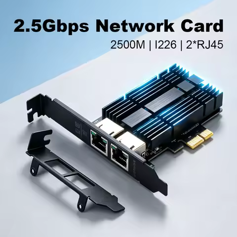 2.5G PCIE To RJ45 Network Card I226 PCIE X1/X4/X8X16 Dual Port Ethernet Gigabit RJ45 Adapter PCI Exp
