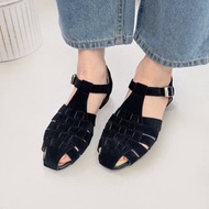 防水皮革! 日光編織漫步涼鞋 黑 全真皮 MIT- 黑可可