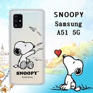 史努比/SNOOPY 正版授權 三星 Samsung Galaxy A51 5G 漸層彩繪空壓手機殼(紙飛機)