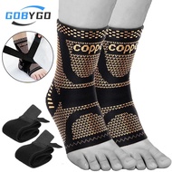 GOBYGO Adjustable Copper Compression Ankle Support Sleeve  Sprained Ankle Eases Swelling Achilles Te