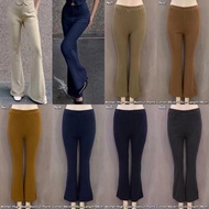 high waist pants botcut seluar bootcut palazzo knitted fit to m-l ( Freesize) wide leg pants legging