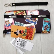 LeSportsac x Disney 米奇海報 3462 手掛繩 拉鍊長夾 手拿包零錢包 卡包 錢包錢夾