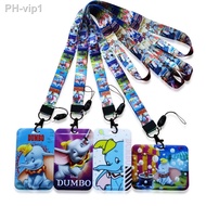Disney Dumbo Women Card Holder Lanyards Girls Neck Strap Credit Card Case Boys ID Badge Holder Credentials Retractable Clip