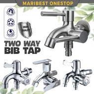 Two Way Water Tap Bib Tap Bathroom Faucet Kepala Paip Air Double Two Way Faucet Tap Bathroom laundry