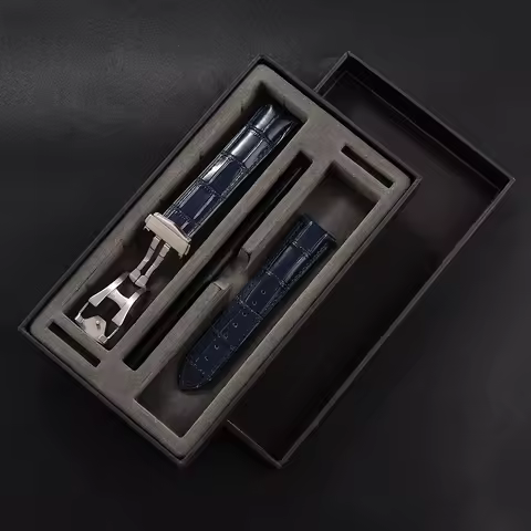 JWNSPA 19-20-21-22mm Leather Cowhide Watch strap For Omega 007 Seamster 300 De ville AT150 Commander