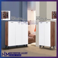 KM Furniture High Leg Shoe Cabinet 2 Door/ 3 Door Kaki Tinggi Rak Kasut - White/ Brown