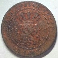 Uang koin kuno 1 Cent Nederlandsch Indie Tahun 1898 ( c )