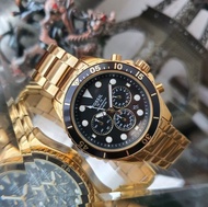 Fossil FS5727 FB-03 Chronograph Watch with Rotating Bezel Black Dial in Gold Stainless Steel Bracele