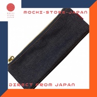 (Luddite) Denim Pencil Case | Slim Zip Pouch | Okayama Japan Fabric | 2 Styles: Solid / Patchwork