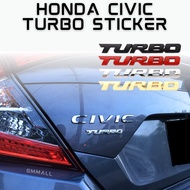 HONDA CIVIC 3D Car Metal TURBO Emblem Sticker Badge Accessories Aksesori civic fb fc fe fd fk8 fk7