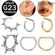Bodyace 1 Pc G23 Titanium Nose Ring 14G/16G/18G Nose Piercing D Shape Septum Ring Punk Earring Lobe 