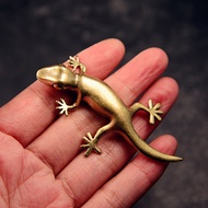 Brass Gecko Statue, Collectible Miniature Lizard Fidget Toy Gift